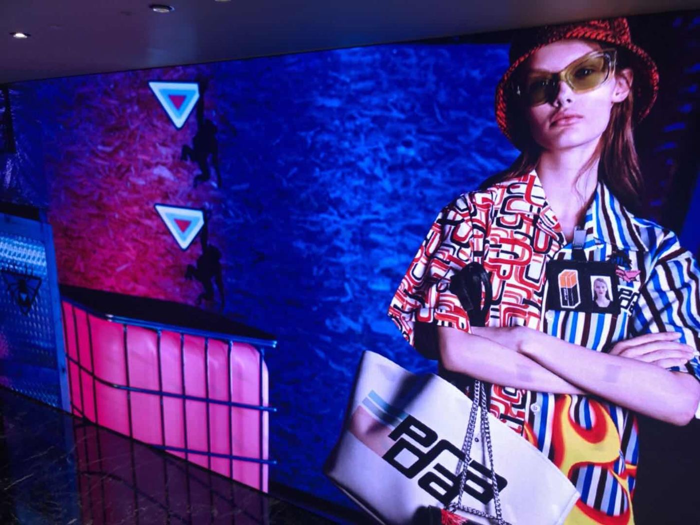LED wall inside a Prada store